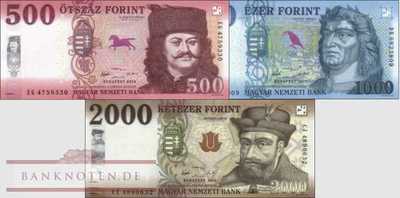 Hungary: 500 - 2.000 Forint (3 banknotes)