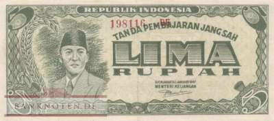 Indonesia - 5  Rupiah (#021-1_XF)