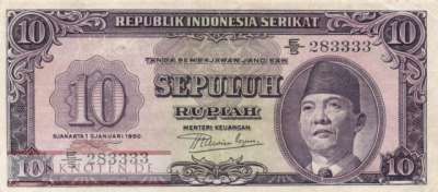 Indonesien - 10 Rupiah (#037_VF)