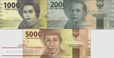 Indonesia: 1.000 - 5.000 Rupiah (3 banknotes)
