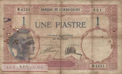 Indochina - 1  Piastre (#048b_VG)