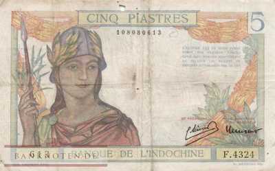 Indochina - 5  Piastres (#055c_F)