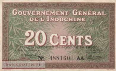 Indochina - 20  Cents (#086c_XF)