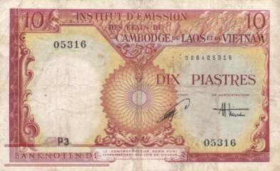 Indochina - 10 Piastres (#107_F)