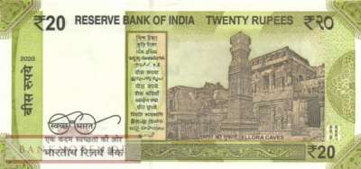 India - 20  Rupees (#110d_UNC)