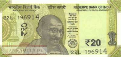 Indien - 20  Rupees (#110d_UNC)