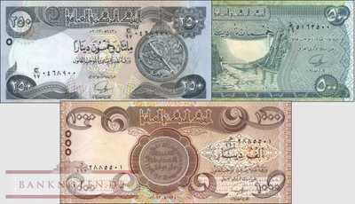 Iraq: 250 - 1.000 Dinars (3 banknotes)