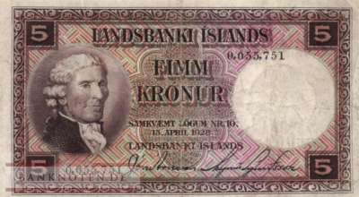 Iceland - 5  Kroner (#027a-U1_VG)