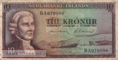 Island - 10  Kronur (#042-U34_F)