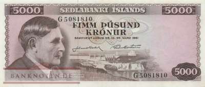 Island - 5.000  Kronur (#047a-U43_VF)