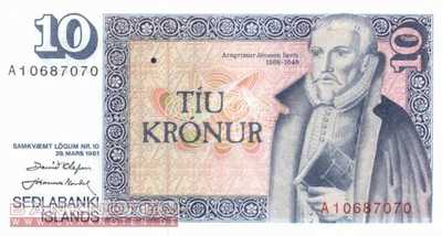 Island - 10  Kronur (#048a-U38_UNC)