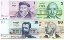 Israel: 1 - 50 Sheqel (4 banknotes)