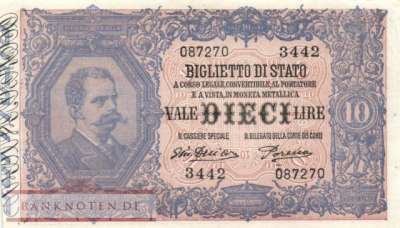 Italy - 10  Lire - back inverted (#020gx_VF)