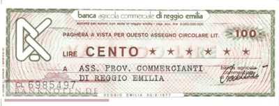Banca Agricola Com. di Reggio Emilia - 100  Lire (#06m_01_07_UNC)