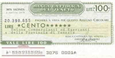 Banca Cattolica del Veneto - Venezia - 100  Lire (#06m_07_26_UNC)