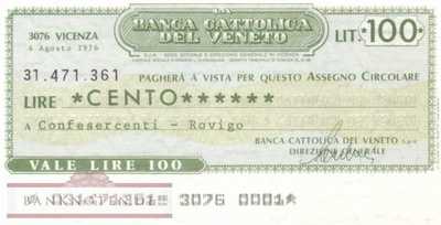 Banca Cattolica del Veneto - Rovigo Confesercenti - 100  Lire (#06m_07_30_UNC)