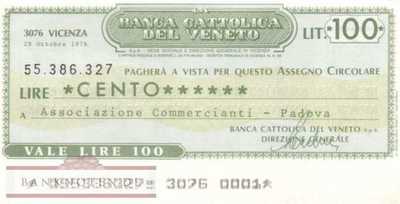 Banca Cattolica del Veneto - Padova - 100  Lire (#06m_07_62_AU)