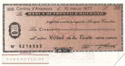 Banca di Trento e Bolzano - Cortina D Ampezzo - 50  Lire - cancelled (#06m_12-1_08E_UNC)