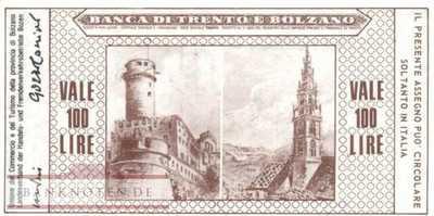 Banca di Trento e Bolzano - Bolzano - 100  Lire (#06m_12-3_28_UNC)