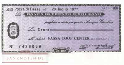 Banca di Trento e Bolzano - Pozza di Fassa - 100  Lire (#06m_12-4_43_UNC)