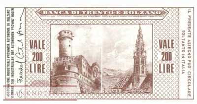 Banca di Trento e Bolzano - Bolzano - 200  Lire (#06m_12-8_76_UNC)