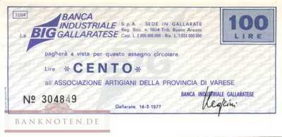 Banca Industriale Gallaratese - 100  Lire (#06m_13_02_UNC)