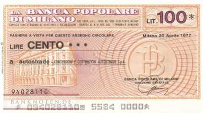 Banca Popolare di Milano - 100  Lire (#06m_25_17_UNC)