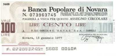 Banca Popolare di Novara - F.lli Gancia - 100  Lire (#06m_26_16_UNC)