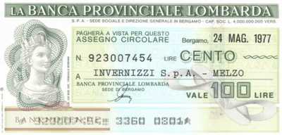 Banca Provinciale Lombarda - Melzo - 100  Lire (#06m_28-2_13_UNC)