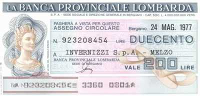 Banca Provinciale Lombarda - Melzo - 200  Lire (#06m_28-4_34_UNC)