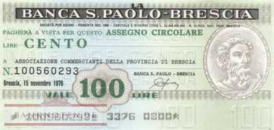 Banca S. Paolo-Brescia - 100  Lire (#06m_29_01_UNC)