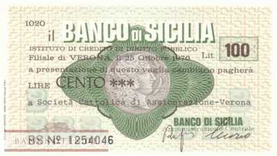 Banco di Sicilia - Verona - 100  Lire (#06m_35_025_UNC)