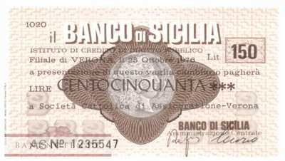 Banco di Sicilia - Verona - 150  Lire (#06m_35_078_UNC)