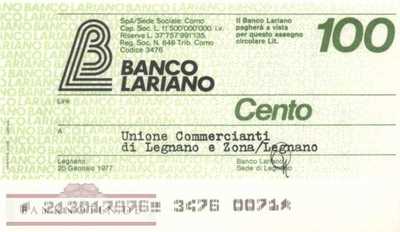 Banco Lariano - 100  Lire (#06m_36_02_UNC)