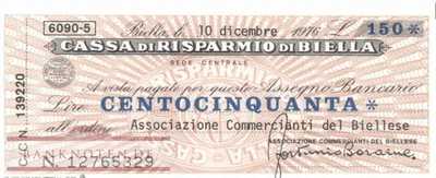 Cassa di Risparmio di Biella - 150  Lire (#06m_38_38_UNC)
