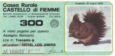 Cassa Rurale Castello di Fiemme - 300  Lire (#06m_48_16s-6_UNC)