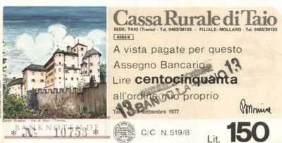 Cassa Rurale di Taio - 150  Lire (#06m_63_01s-2_AU)