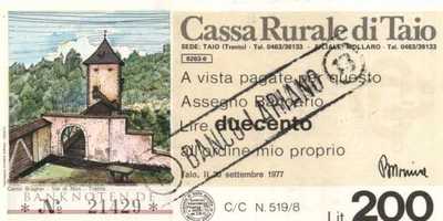 Cassa Rurale di Taio - 200  Lire (#06m_63_01s-3_AU)