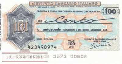 Istituto Bancario Italiano - Roma - 100  Lire (#06m_78_25_UNC)