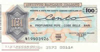 Istituto Bancario Italiano - Bari - 100  Lire (#06m_78_29_UNC)
