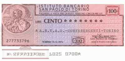 Istituto Bancario San Paolo di Torino - 100  Lire (#06m_79_26_UNC)