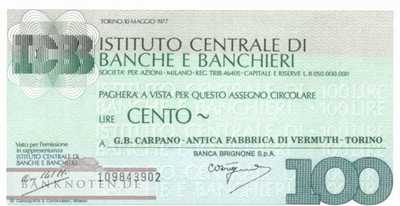 Istituto Centr. di Banche e Banchieri - 100  Lire (#06m_80_39_UNC)