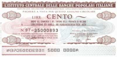 Banche Pop. Italiane - Bolzano - 100  Lire (#06m_81_142_UNC)