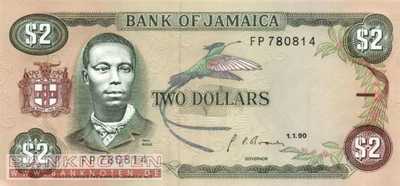 Jamaica - 2  Dollars (#069d-90_UNC)