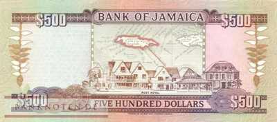 Jamaica - 500  Dollars (#077b-99_UNC)