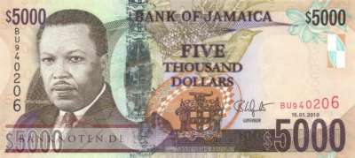Jamaica - 5.000  Dollars (#087b_UNC)
