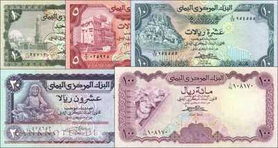Jemen: 1 - 100 Rials (5 Banknoten)