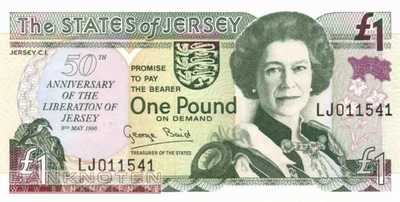 Jersey - 1  Pounds - 50 Jahre Befreiung (#025a_UNC)