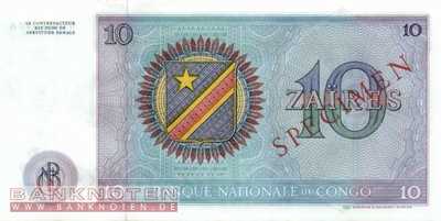 Kongo, Demokratische Republik - 10  Zaires - SPECIMEN (#015s_UNC)