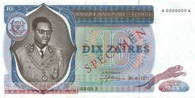 Kongo, Demokratische Republik - 10  Zaires - SPECIMEN (#015s_UNC)
